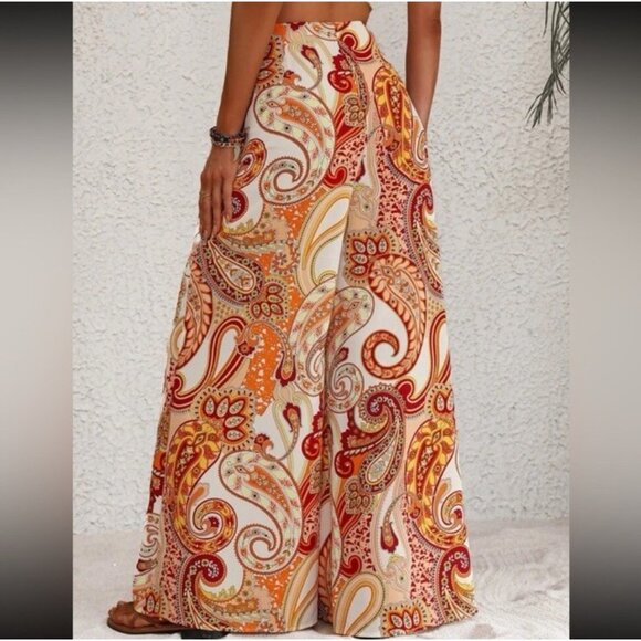 Emory Rose Pants High Rise Printed Wide Leg Flowy Palazzo Paisley - Picture 2 of 12
